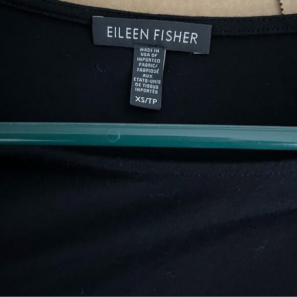 Eileen Fisher Black Asymmetrical Tunic Top XS EUC - Picture 2 of 8